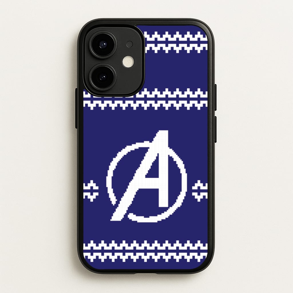 Superhero Team Blue Christmas Jumper iPhone 12 / 12 Pro Case