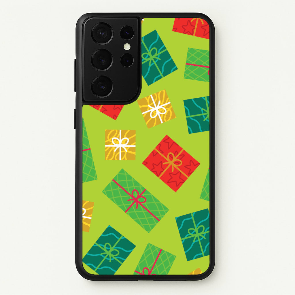 Colourful Abstract Christmas Presents Pattern Galaxy S21 Ultra Case