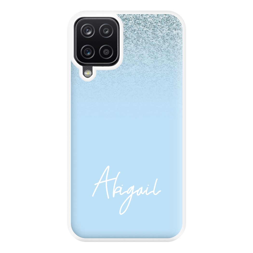 Blue Glitter Personalised Name Galaxy A12 Case