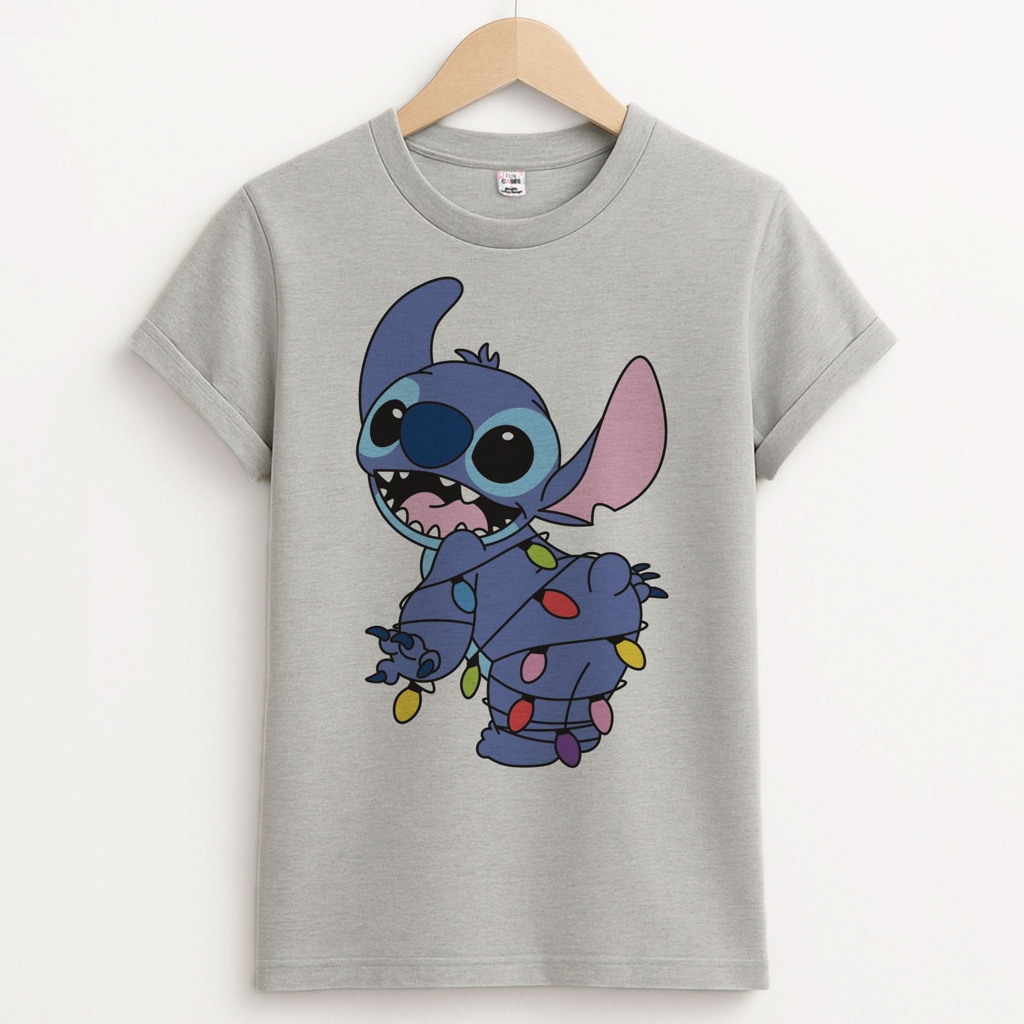 Cute Blue Alien Fairylights Unisex Grey T-Shirt