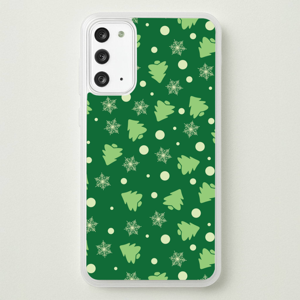 Cartoon Christmas Trees And Snowflakes Pattern Galaxy Note 20 Case