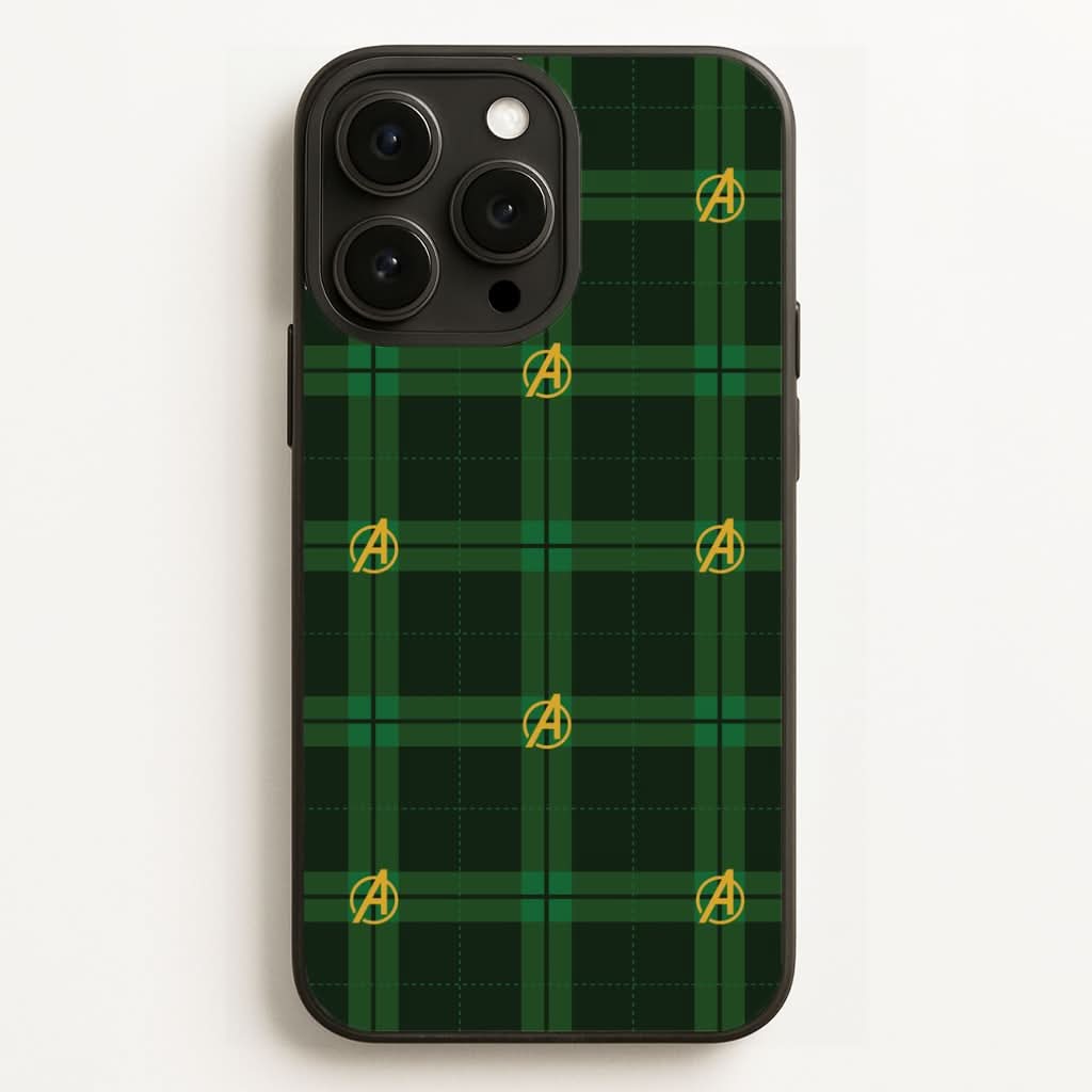 Superhero Team Green Tartan Pattern Phone Case for Apple iPhone, Samsung Galaxy, Huawei and Google Pixel