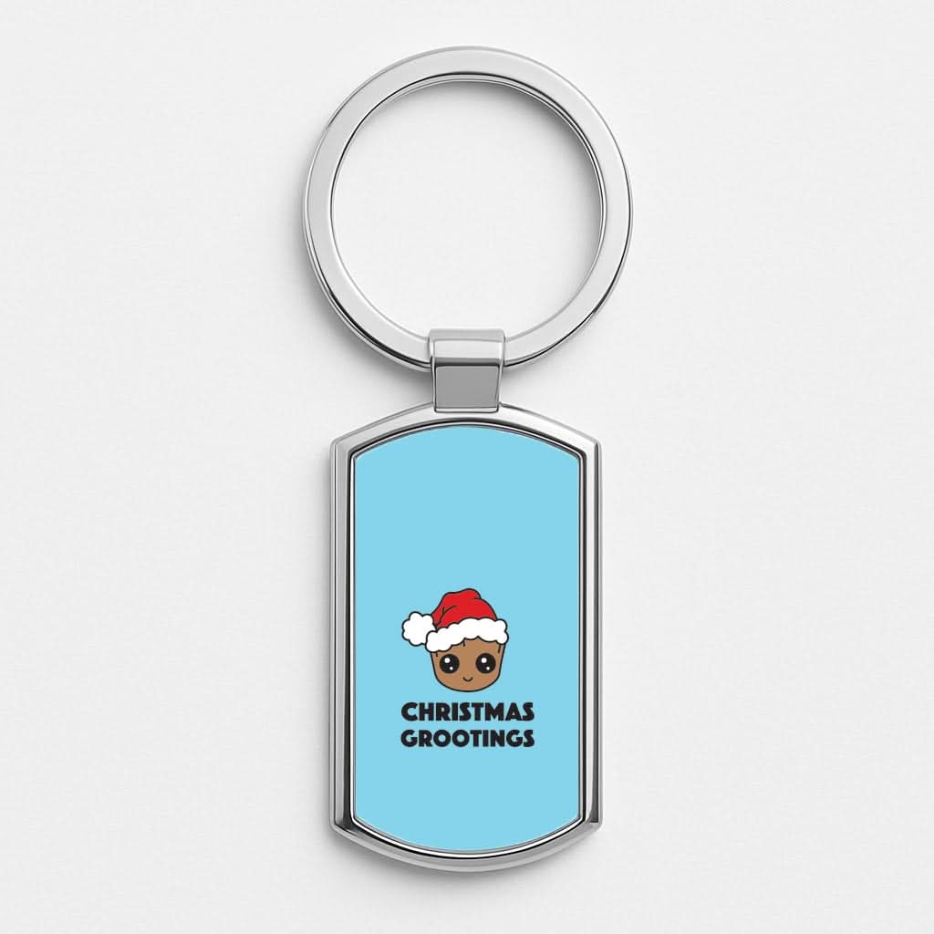 Christmas Grootings  Silver Metal Keyring