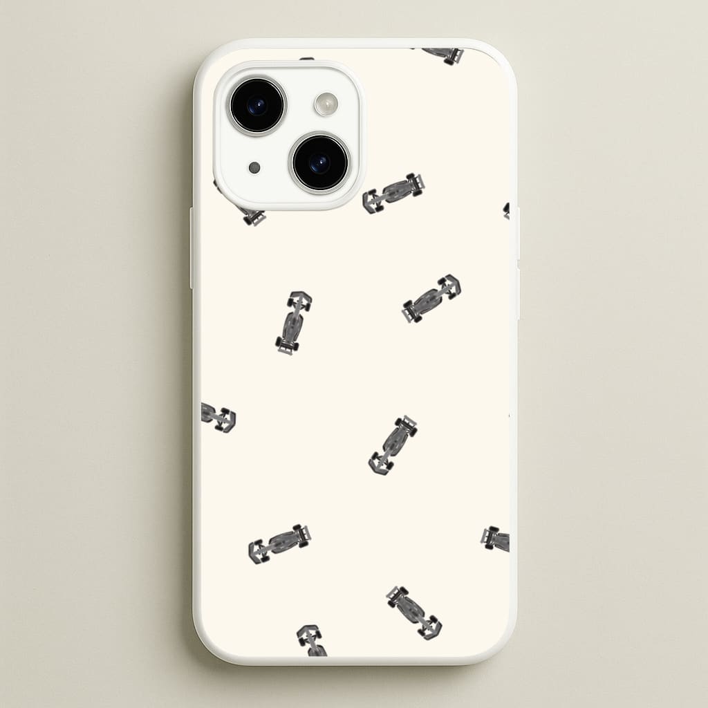 Race Cars Pattern Off White iPhone 15 Case