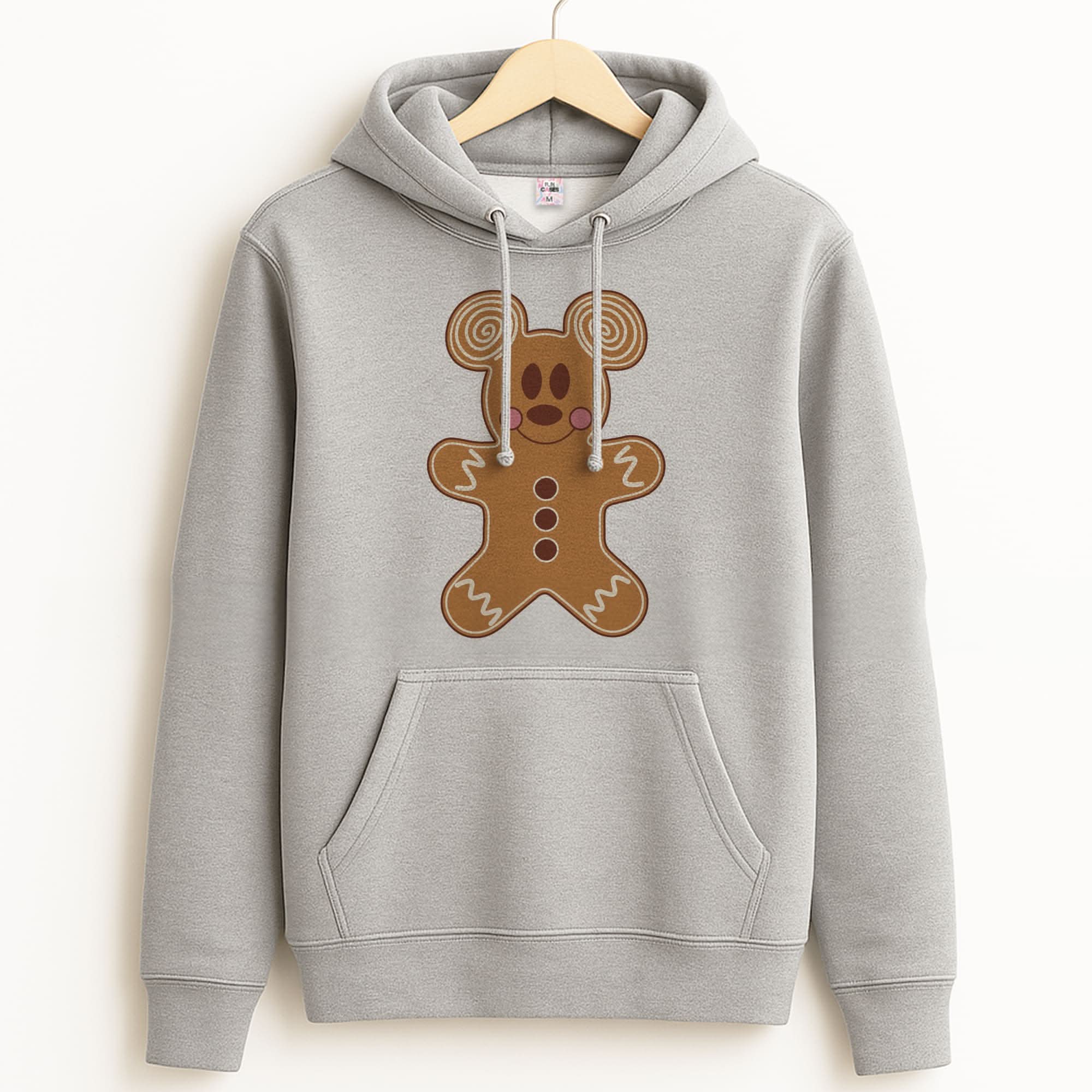 Cartoon Mouse Gingerbread Unisex Grey Hoodie