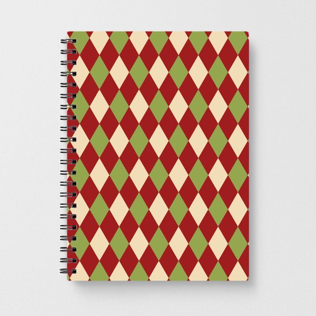 Red And Green Argyle Christmas Pattern Notebook
