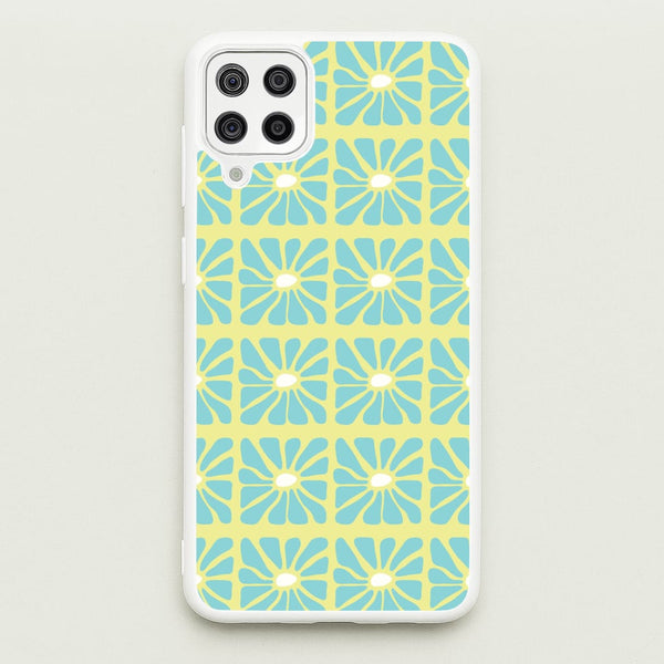 Square Abstract Flowers Blue Galaxy A12 Case