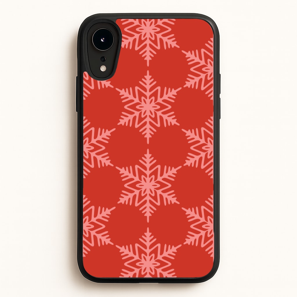 Red Giant Snowflakes Christmas Pattern iPhone XR Case
