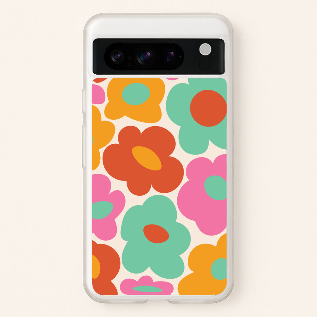 Abstract Trippy Retro Flowers Google Pixel 8 Pro Case