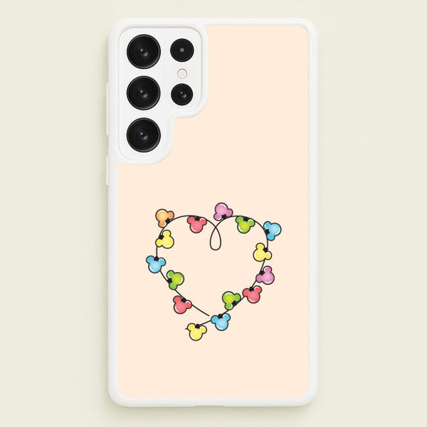 Cartoon Mouse Christmas Fairylights Heart Galaxy S22 Ultra Case