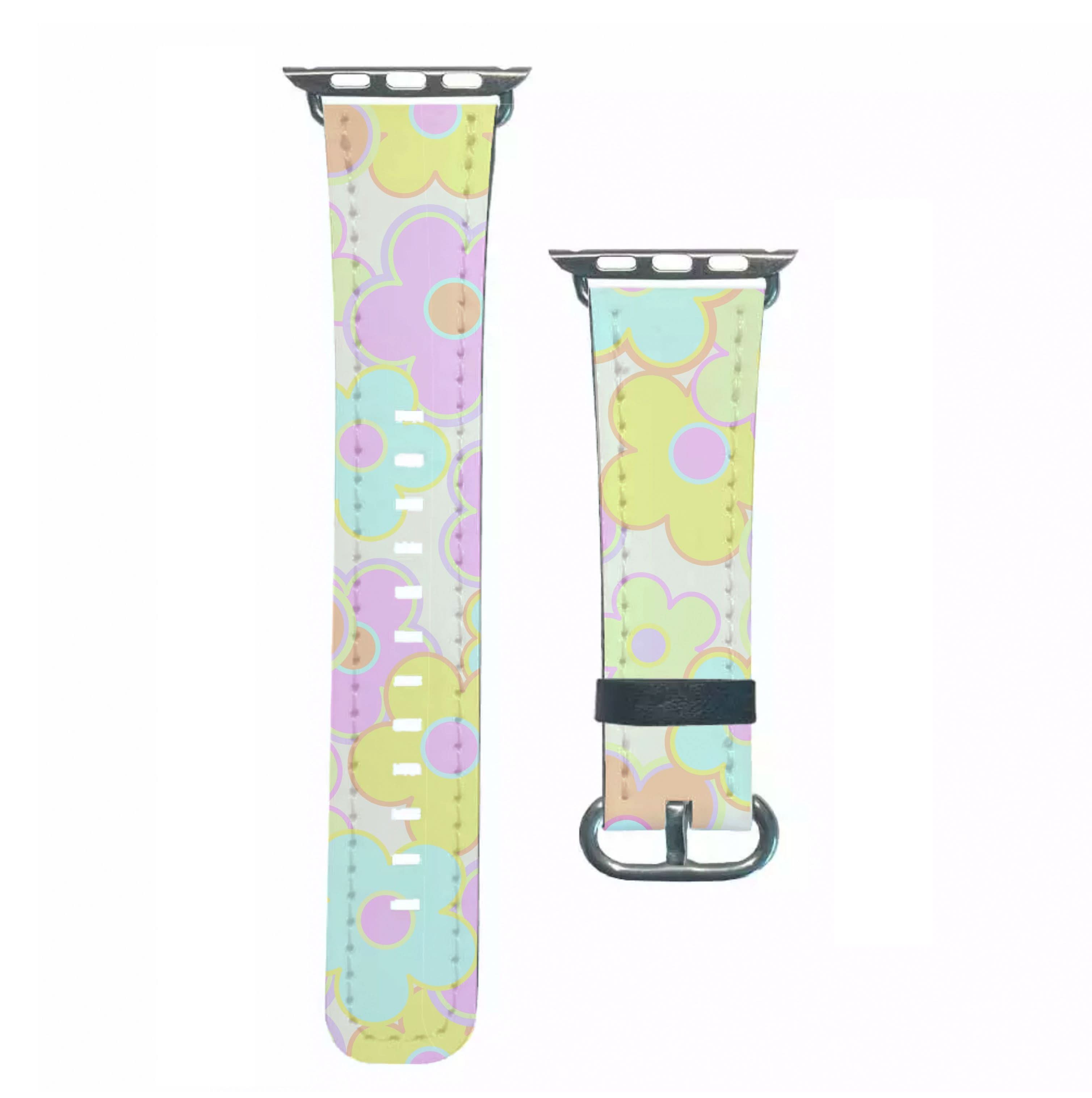 Pastel Abstract Flowers Pattern Apple Watch Strap