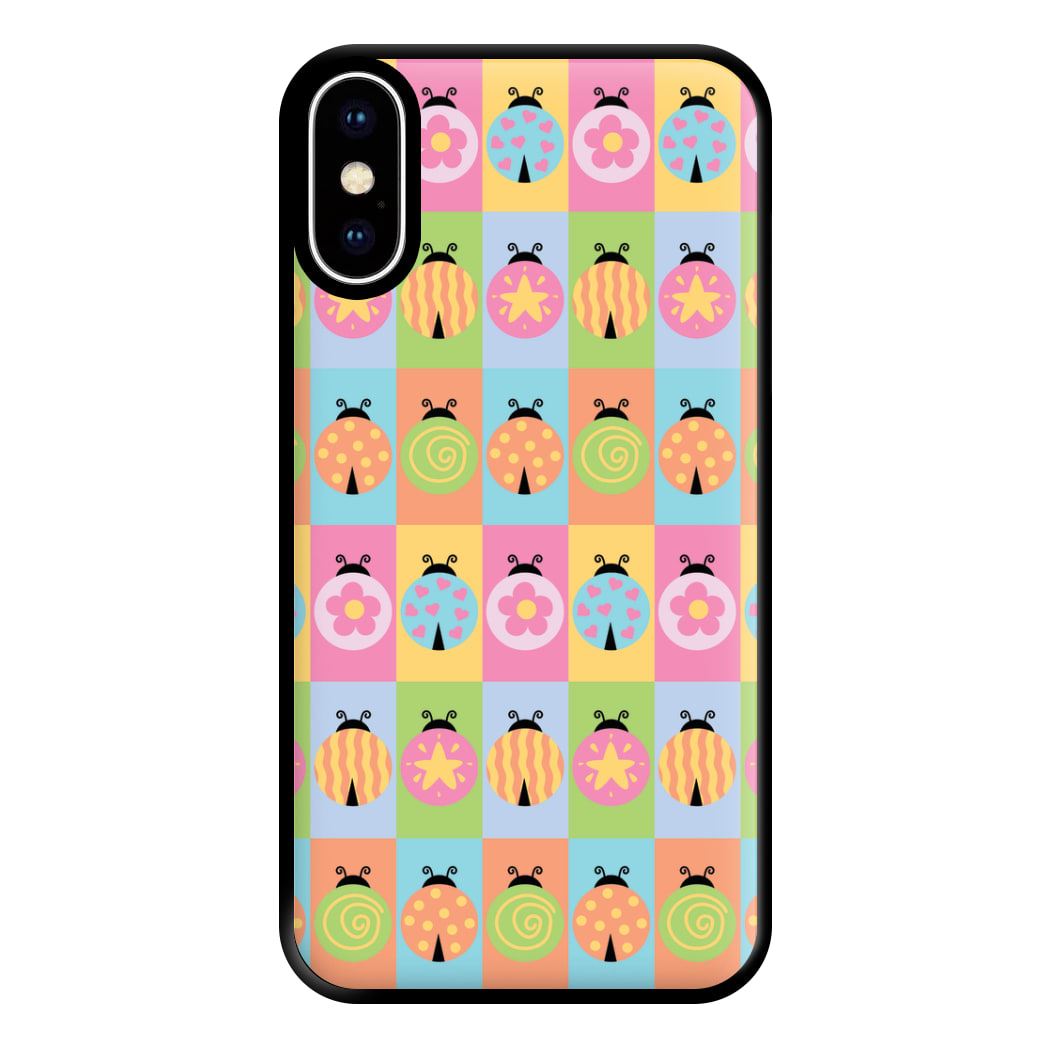 Cartoon Ladybugs Colourful Pattern iPhone XS Max Case