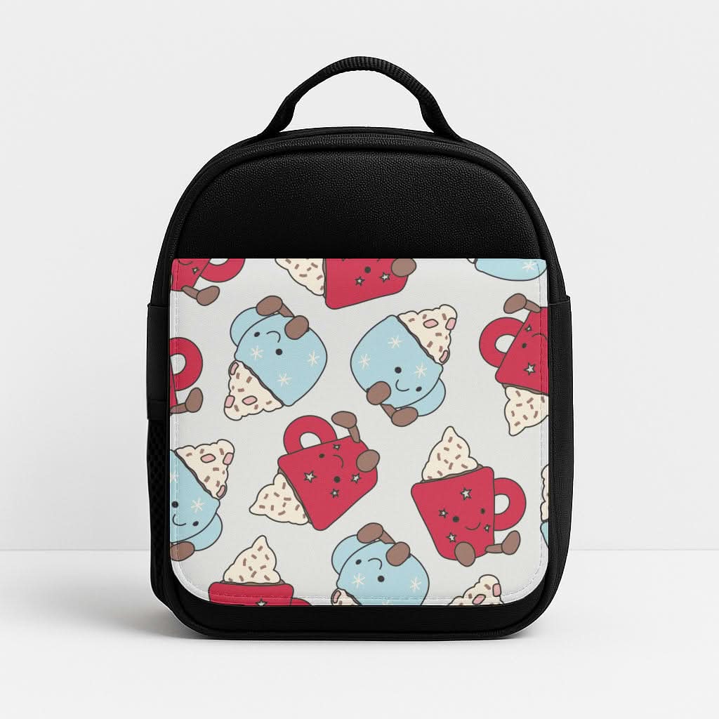 Christmas Drinks Plushies Pattern Insulated Lunch Bag