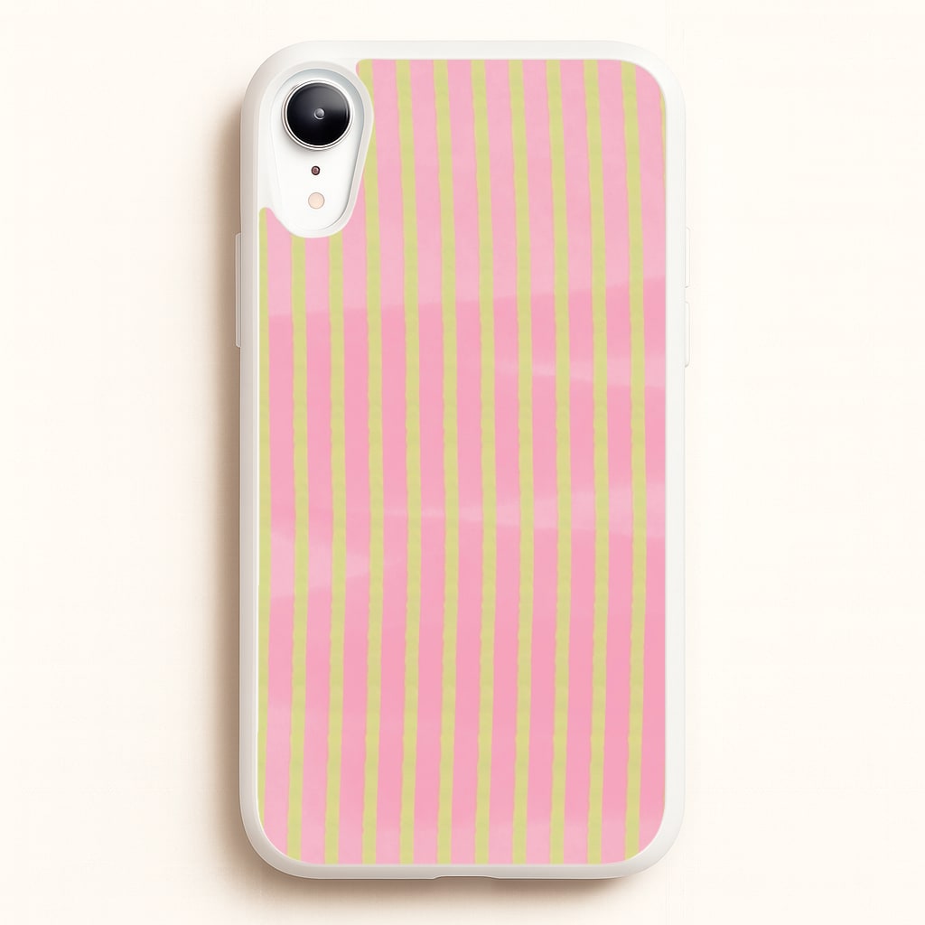 Pink Meadow Stripes iPhone XR Case
