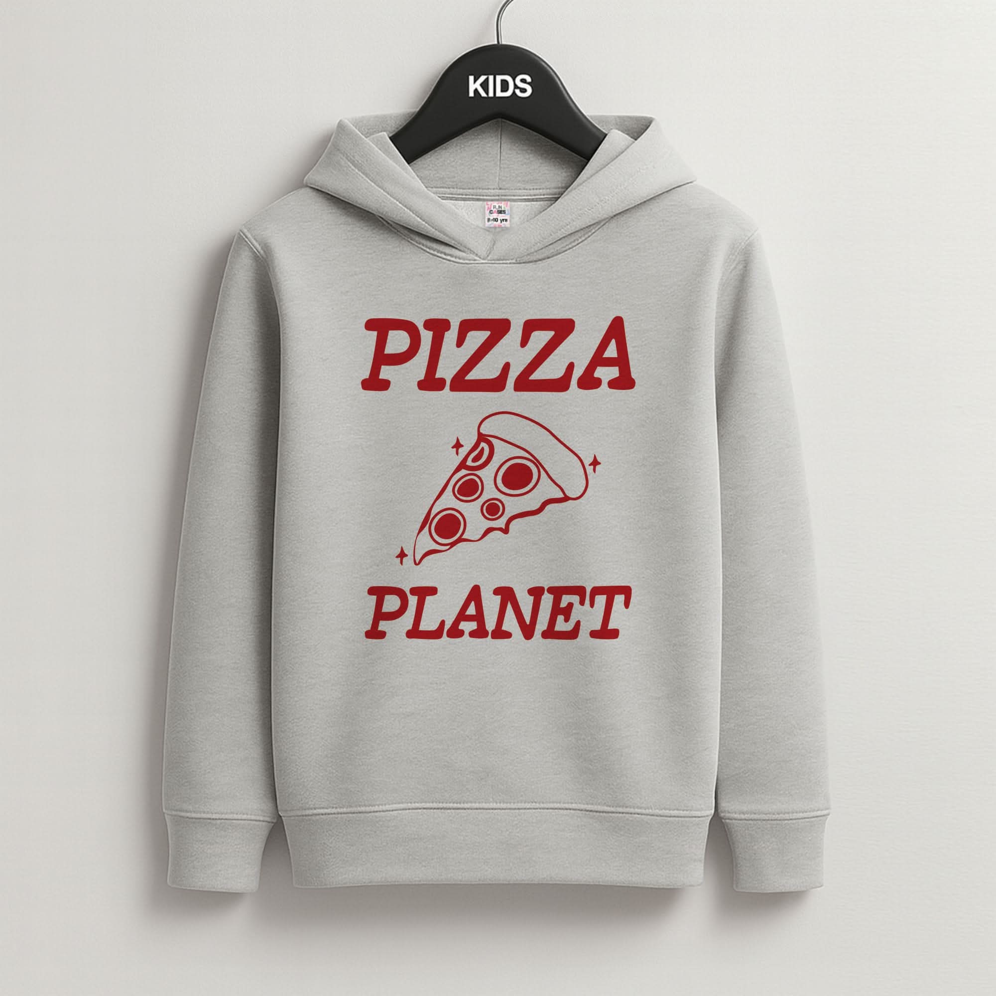 Retro Pizza Planet Grey Kids Hoodie