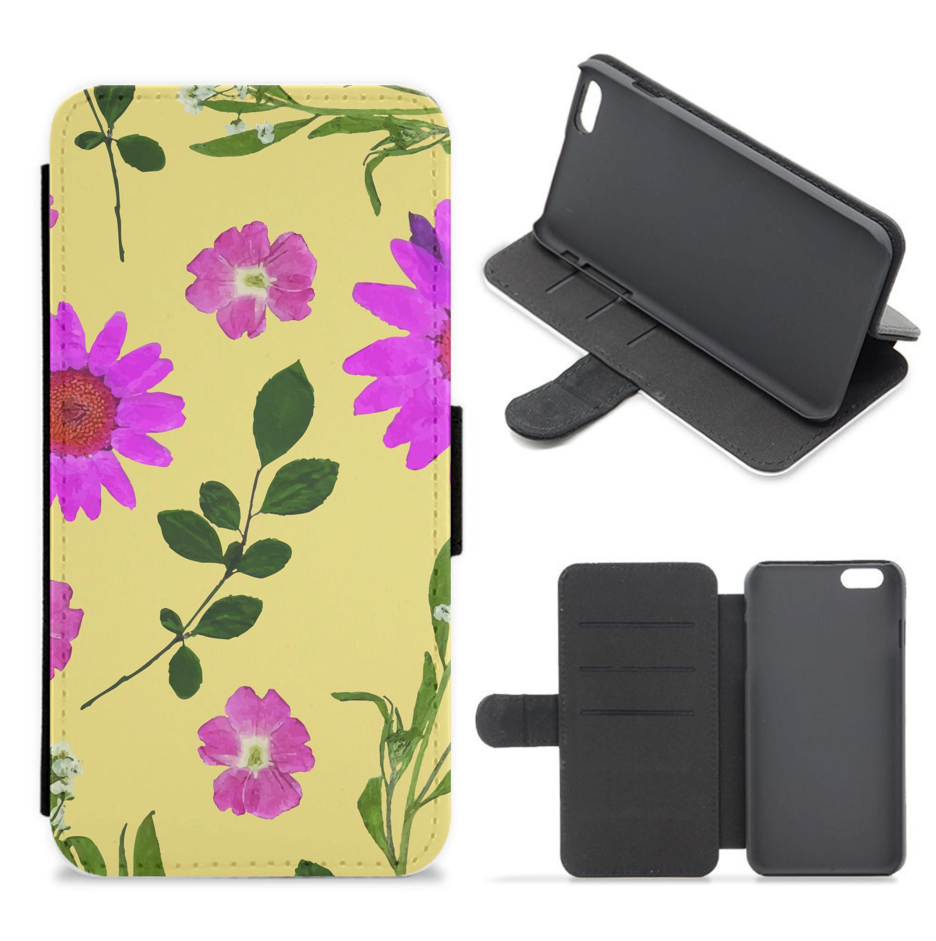Pressed Plants Yellow Flip / Wallet Phone Case