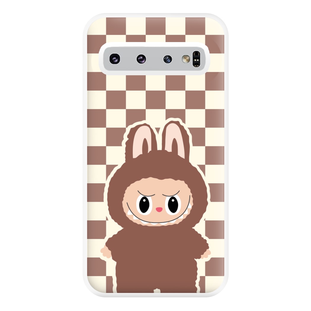Checkered Cute Brown Monster Galaxy S10 Plus Case