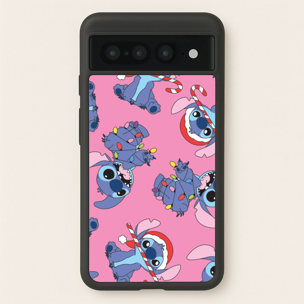 Christmas Cute Blue Alien Pattern Google Pixel 7 Pro Case