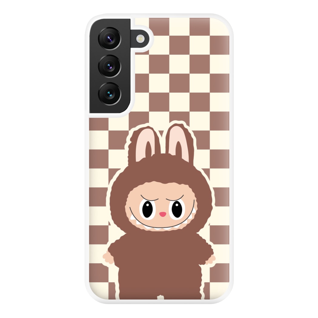 Checkered Cute Brown Monster Galaxy S22 Case
