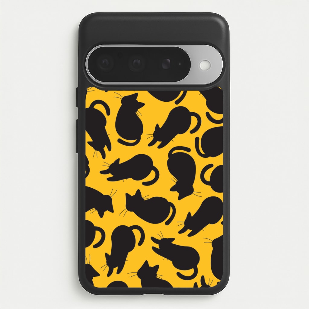 Black Cat Silhouettes Pattern Google Pixel 10 Pro XL Case