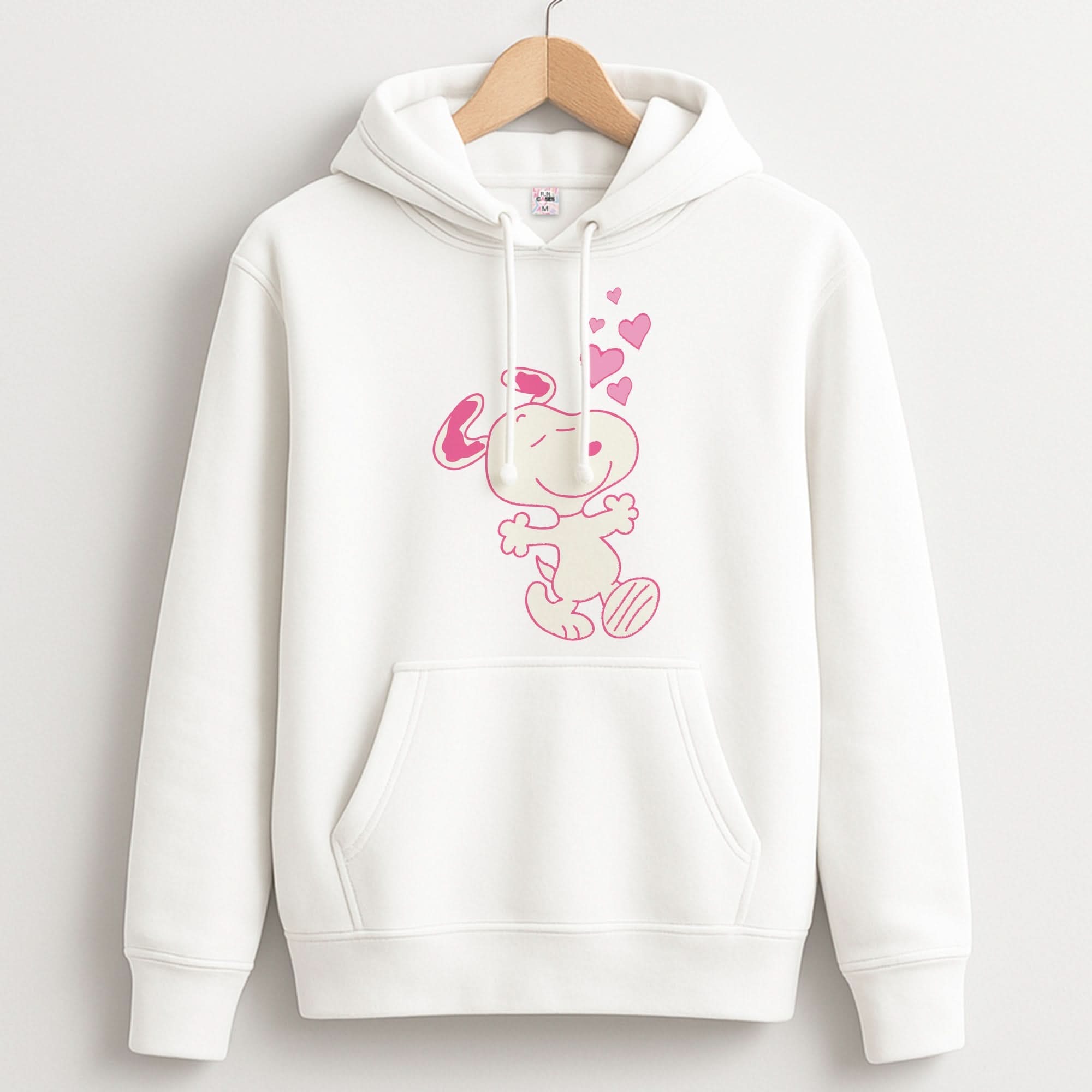 Cartoon Beagle Valentine Hearts Pattern Unisex Hoodie