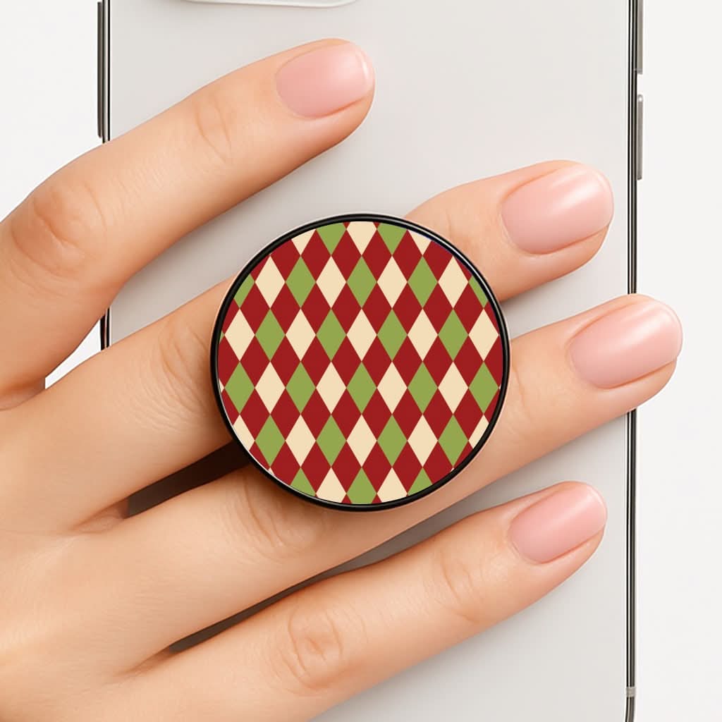 Red And Green Argyle Christmas Pattern Phone Grip