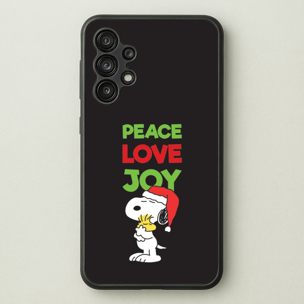 Peace, Love, Joy Christmas Cartoon Beagle Galaxy A13 Case