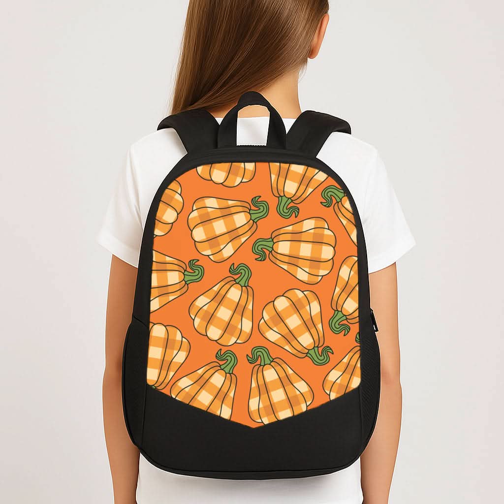 Tartan Pumpkins Pattern School Bag