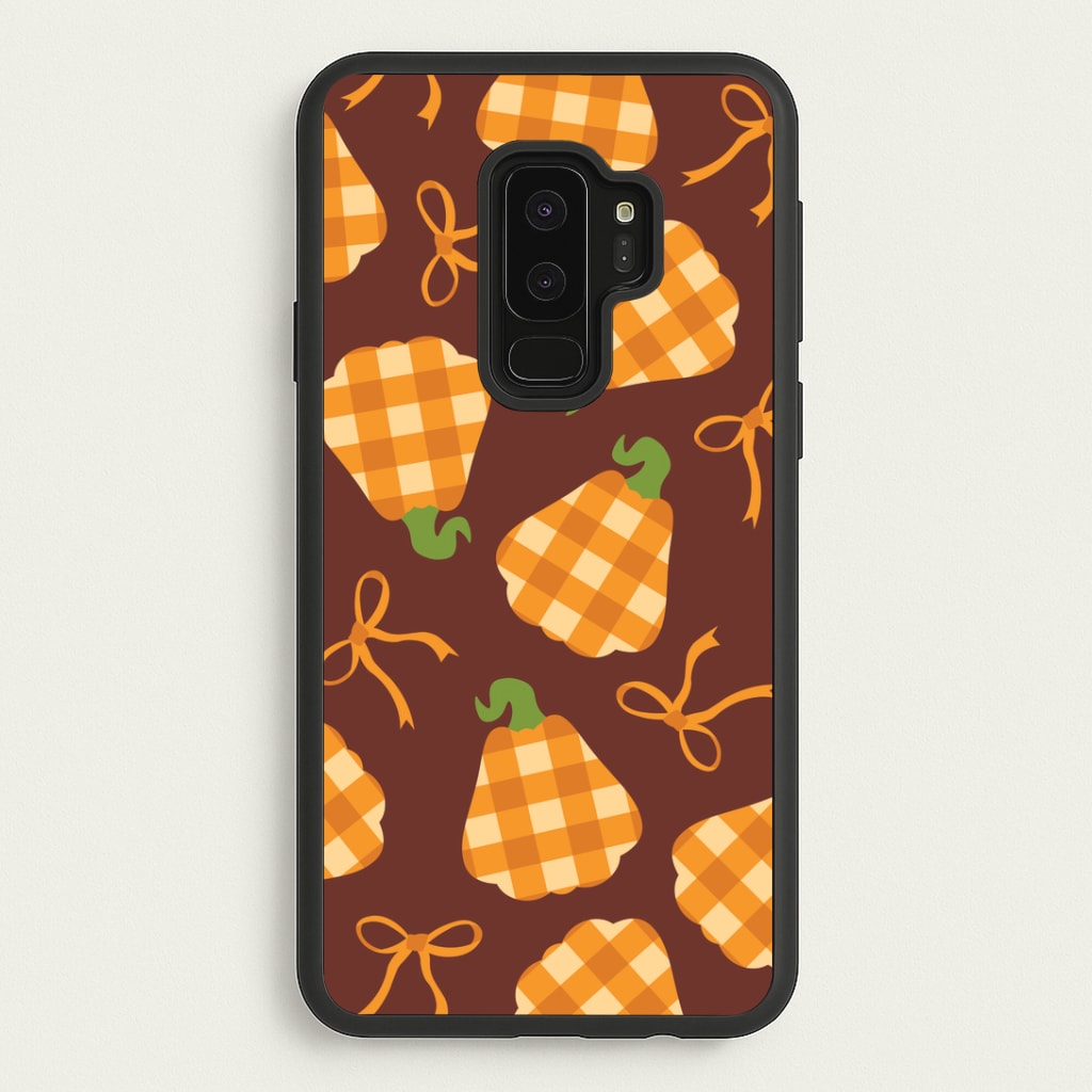 Tartan Pumpkins And Bows Pattern Galaxy S9 Plus Case