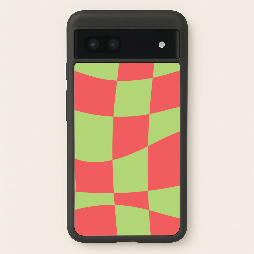 Abstract Red And Green Christmas Pattern Google Pixel 6a Case