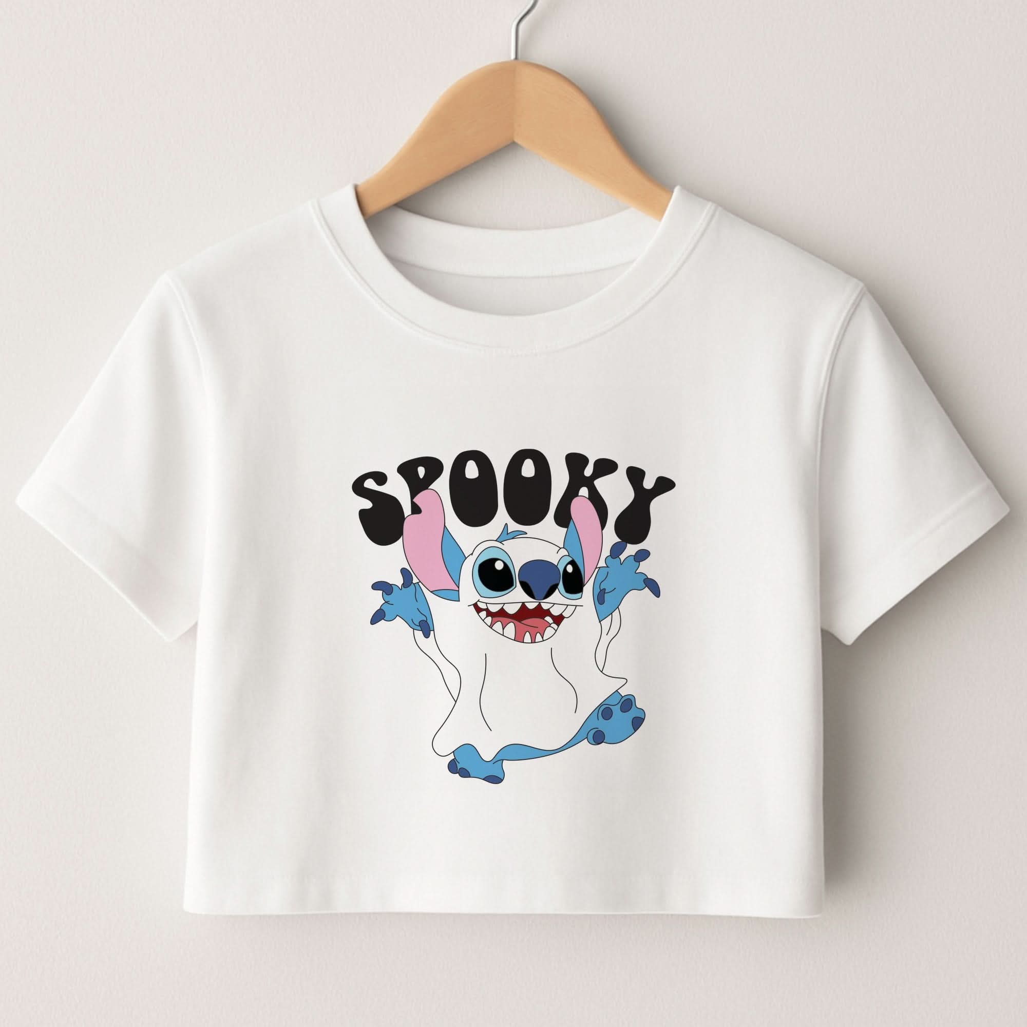 Spooky Cute Blue Alien Crop Top
