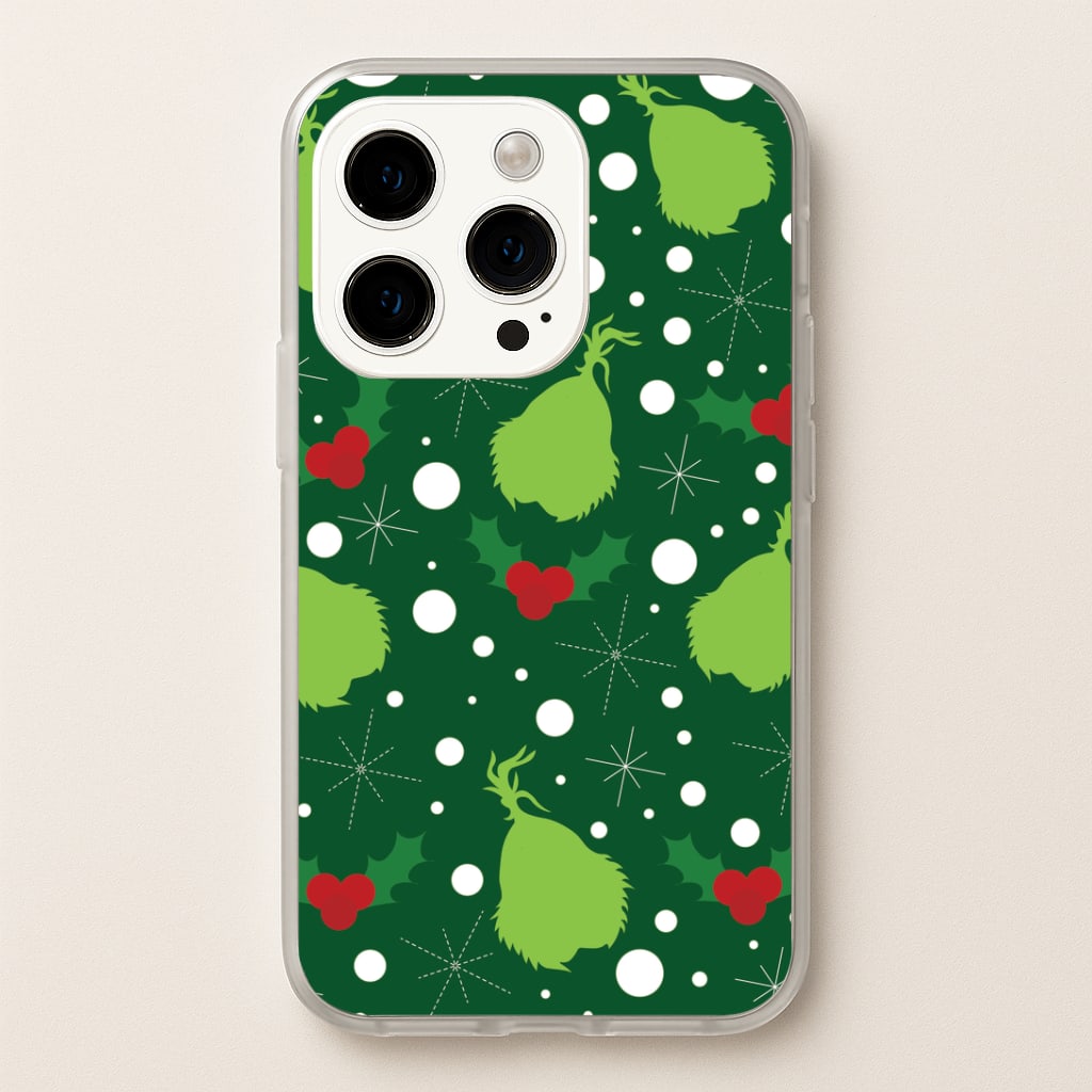 Green Creature Christmas Pattern iPhone 14 Pro Case