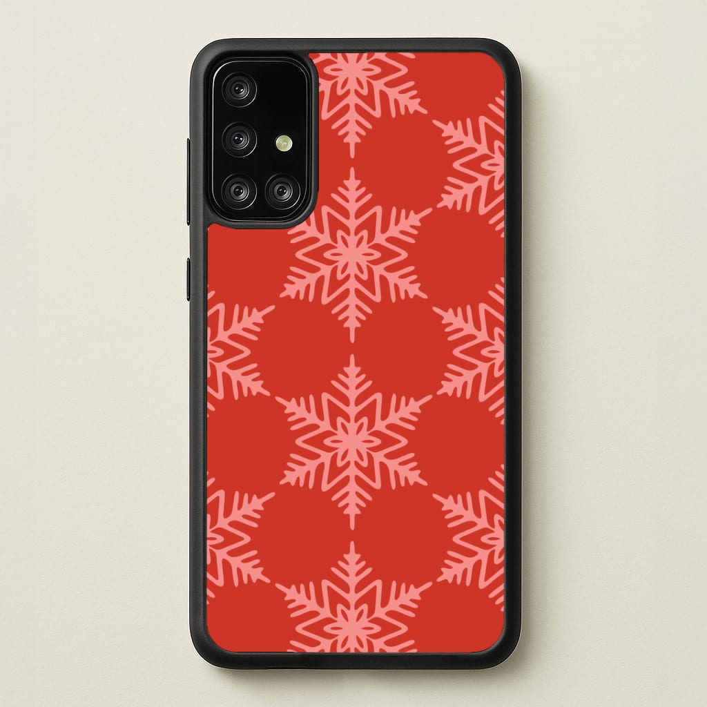 Red Giant Snowflakes Christmas Pattern Galaxy A71 Case