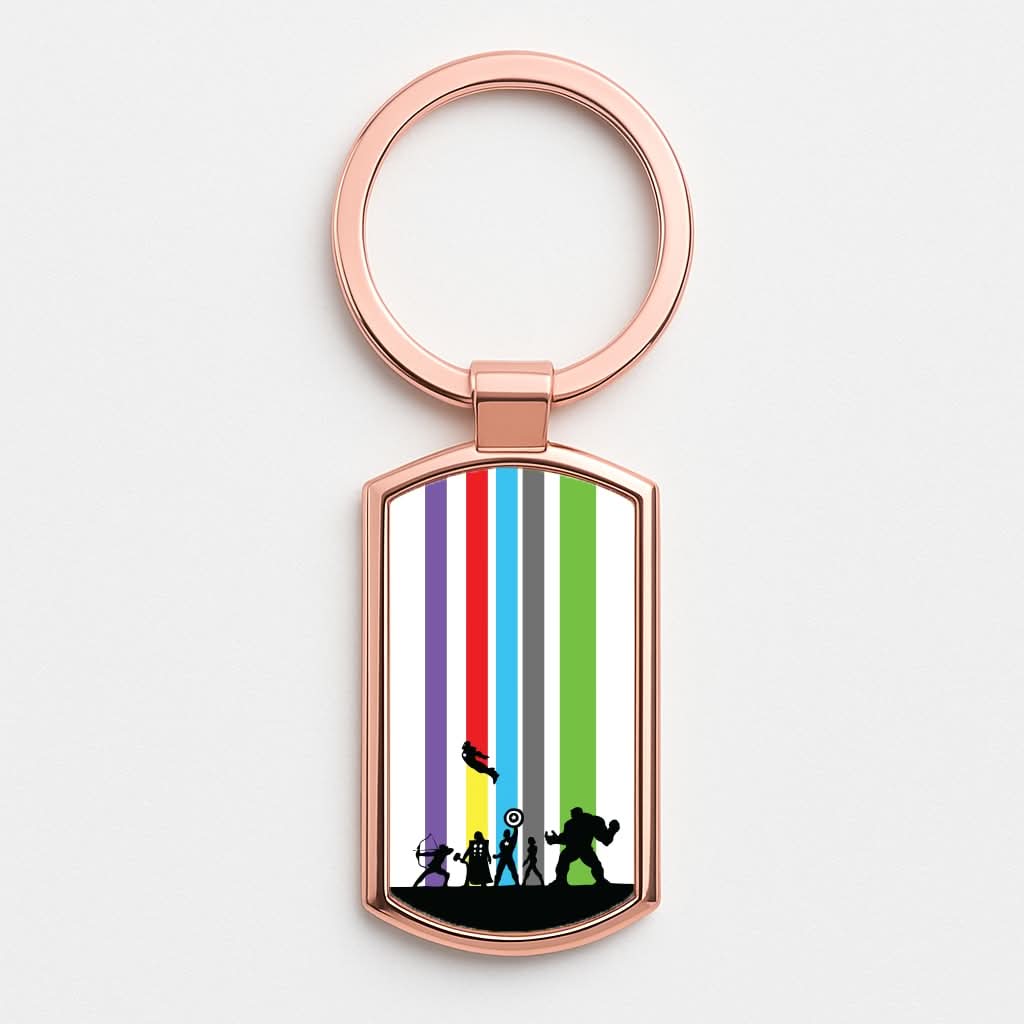 Superhero Team Silhouette Rose Gold Keyring