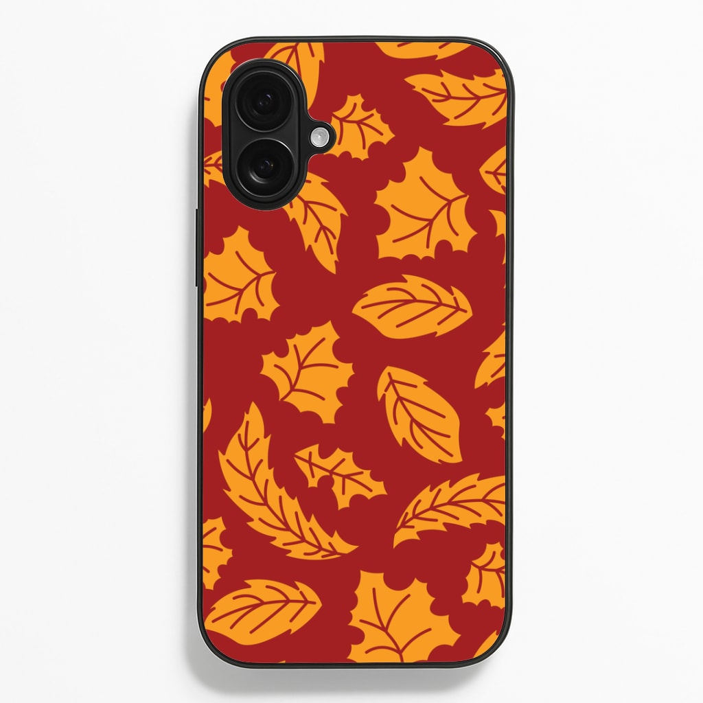 Orange Leaves Pattern iPhone 16 Plus Case