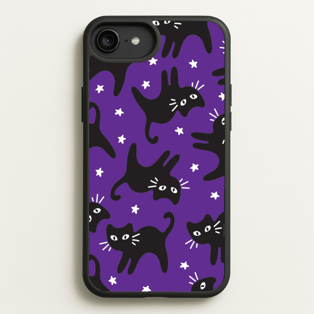 Cartoon Black Cats And Stars Pattern iPhone 6 Plus / 7 Plus / 8 Plus Case