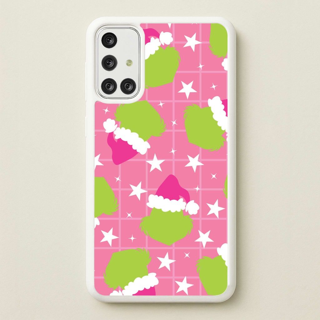 Pink Green Creature Xmas Pattern Galaxy A71 Case