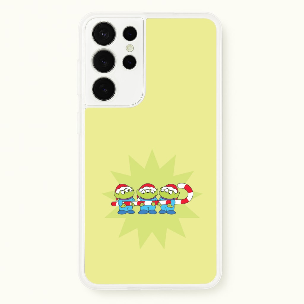 Cute Green Aliens Candycane Galaxy S21 Ultra Case