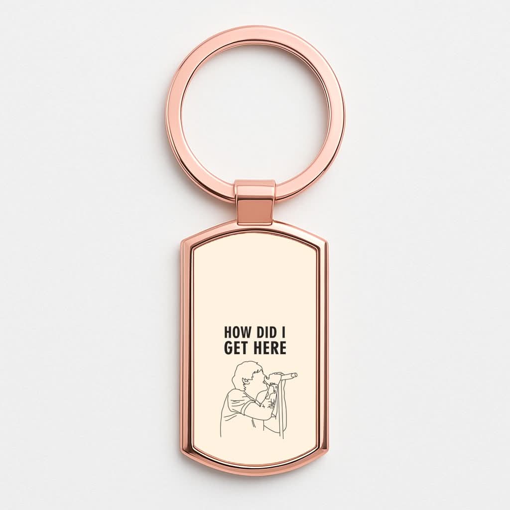 How Did I Get Here Outline Rose Gold Keyring