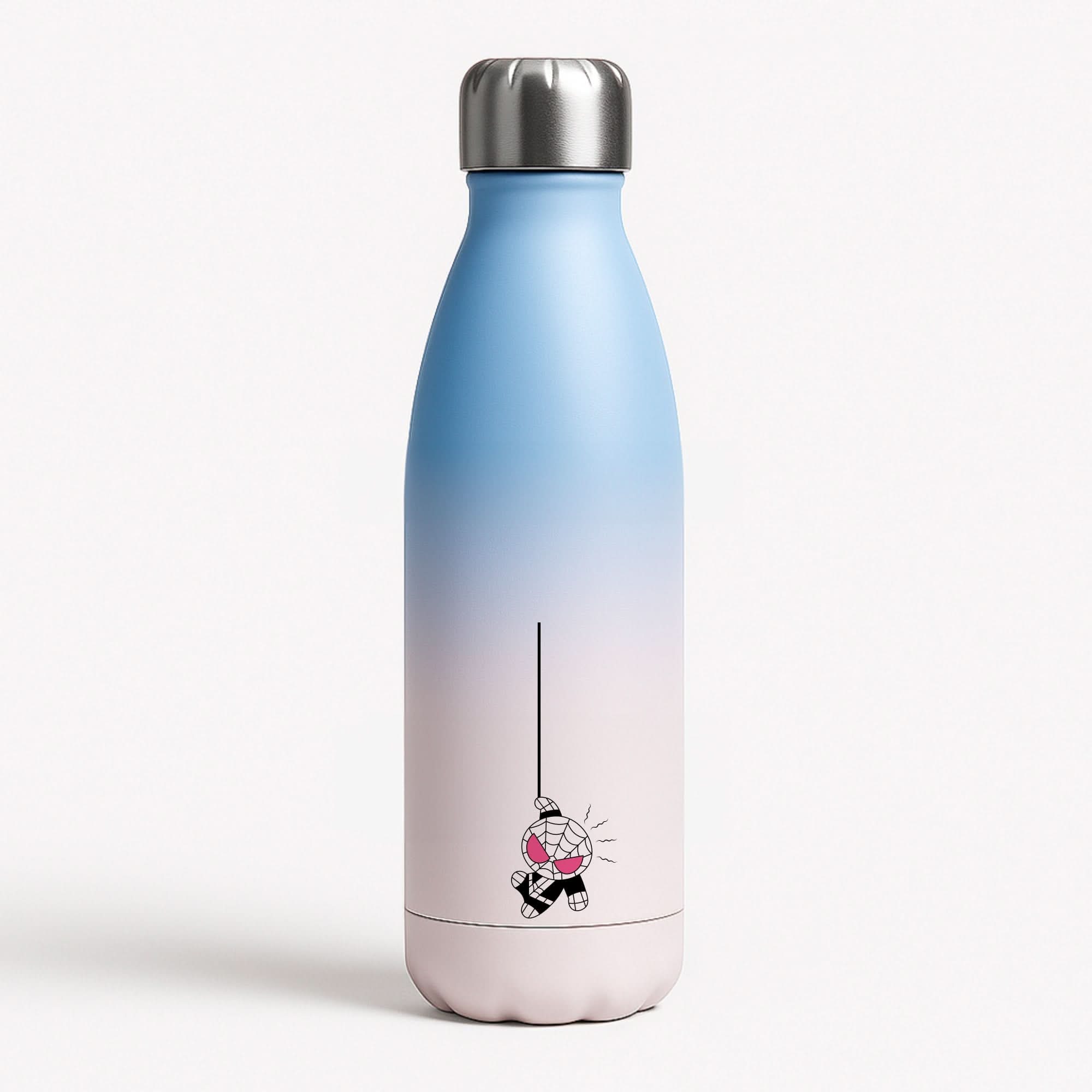 Pink Hanging Spider Hero Blue Water Bottle