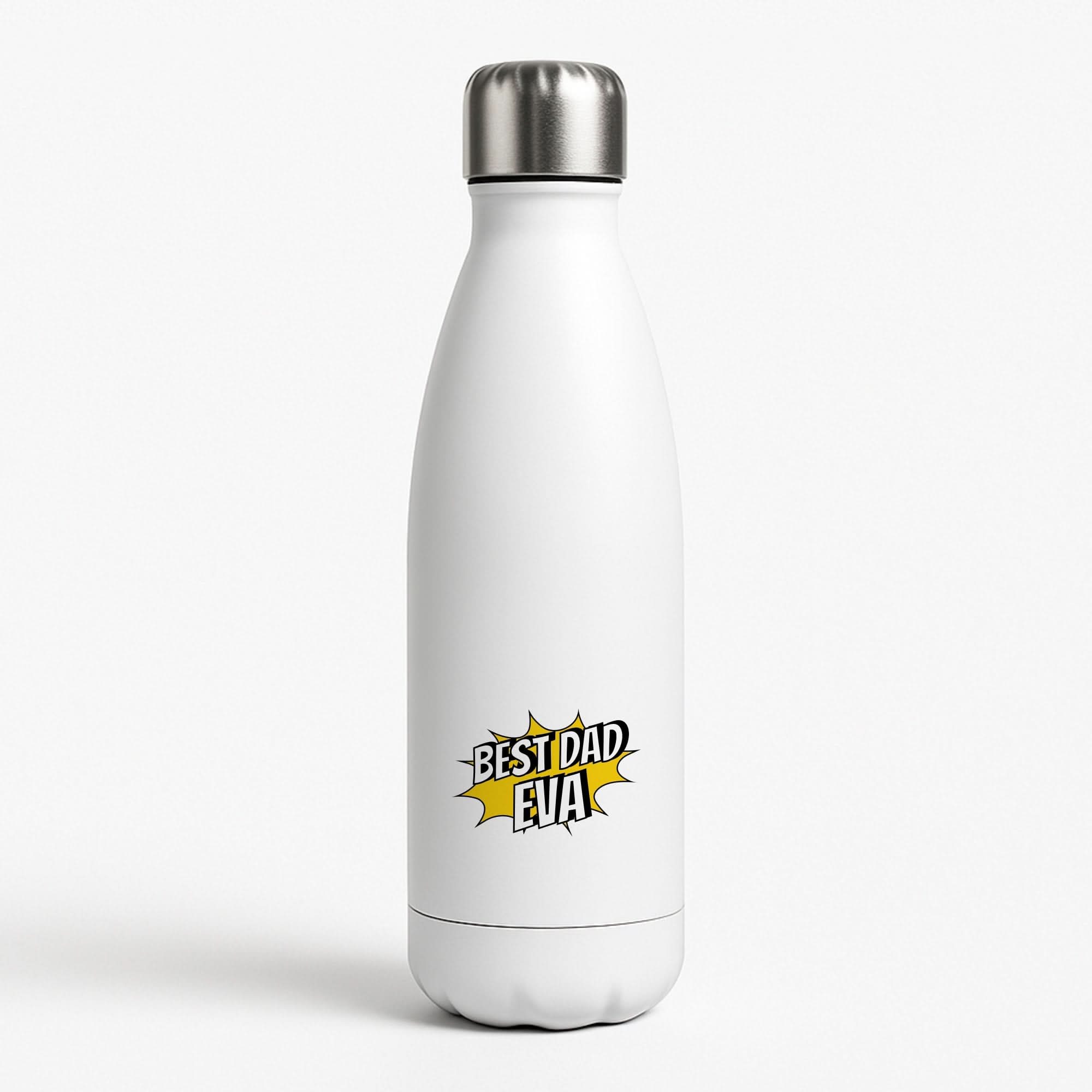 Comic Book Best Dad Eva White Water Bottle
