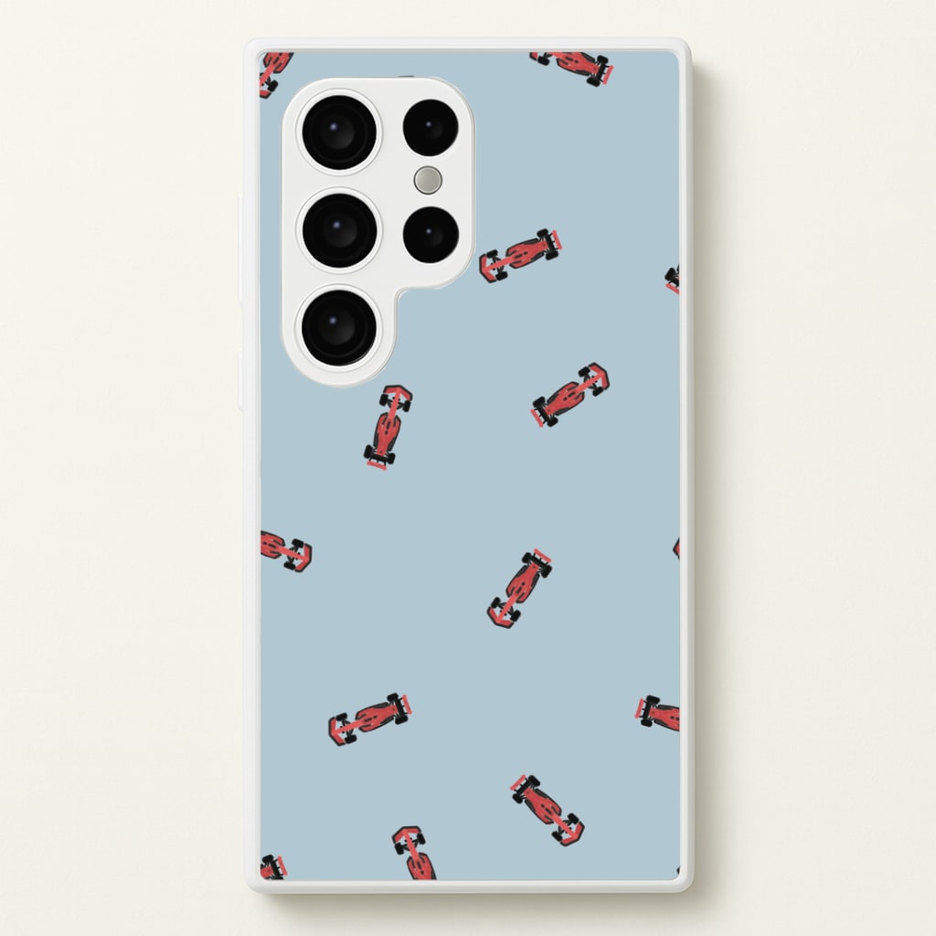 Race Cars Pattern Blue Galaxy S24 Ultra Case