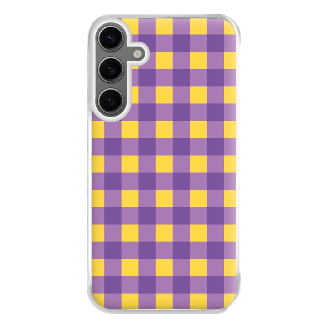 Purple And Yellow Checkered Pattern Galaxy S25 Plus Case