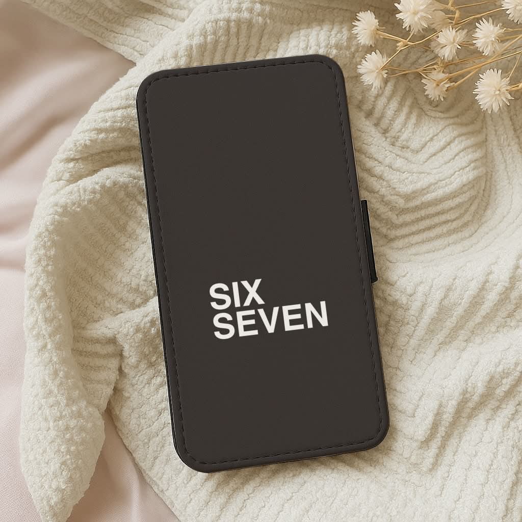 6 7 Black Leather Phone Case