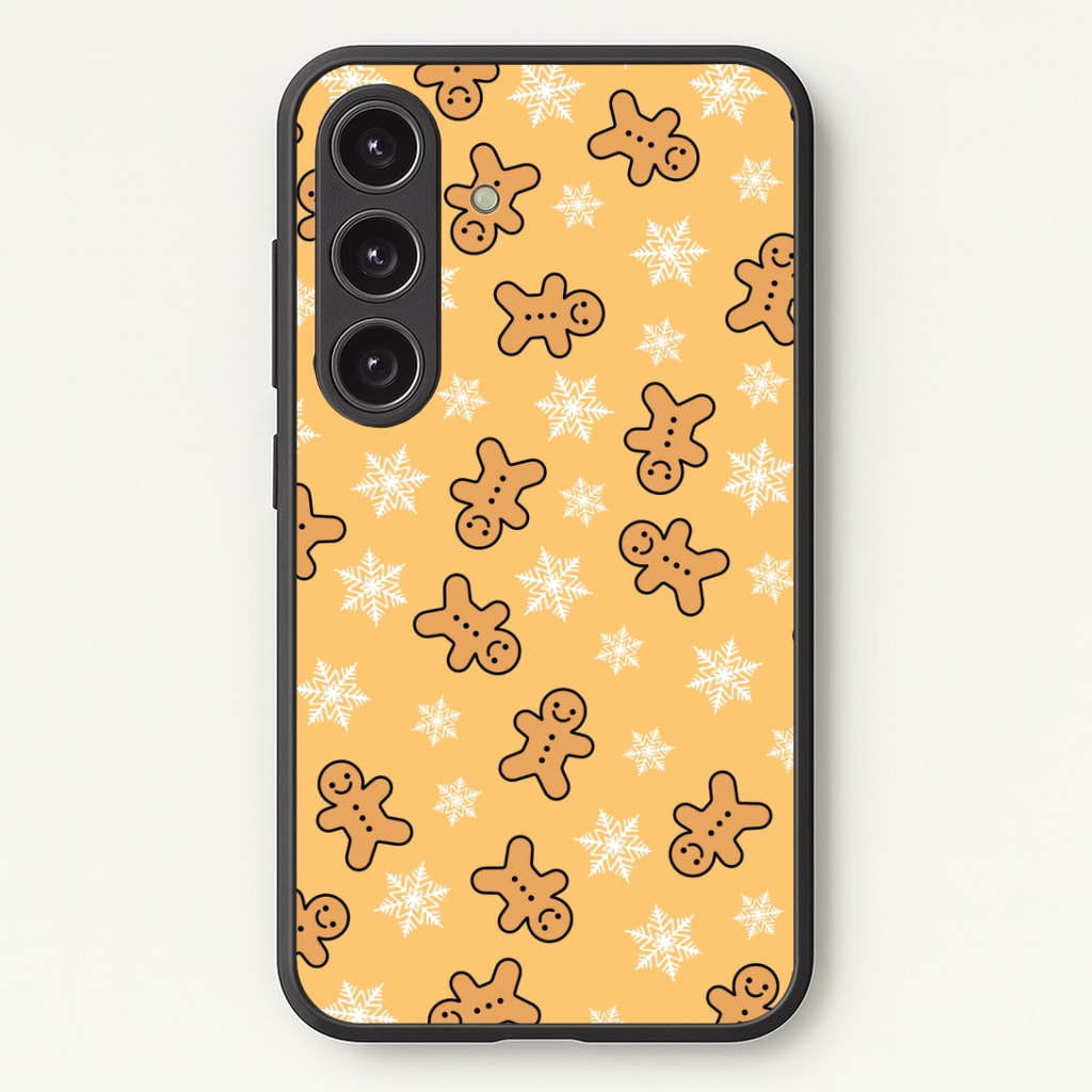 Cute Gingerbread And Snowflakes Pattern Galaxy S25 Plus Case