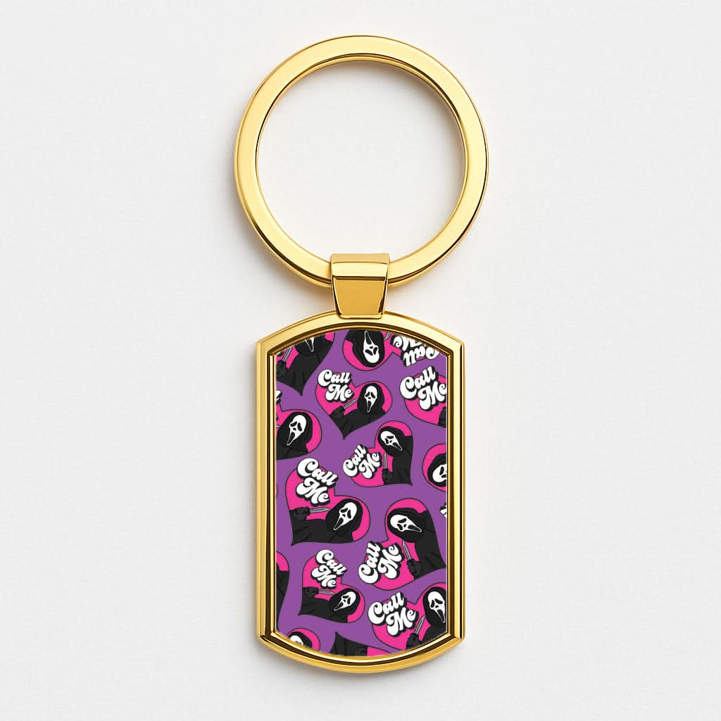 Call Me Heart Pattern Gold Keyring
