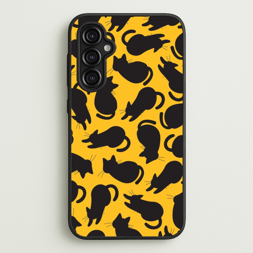 Black Cat Silhouettes Pattern Galaxy A14 Case