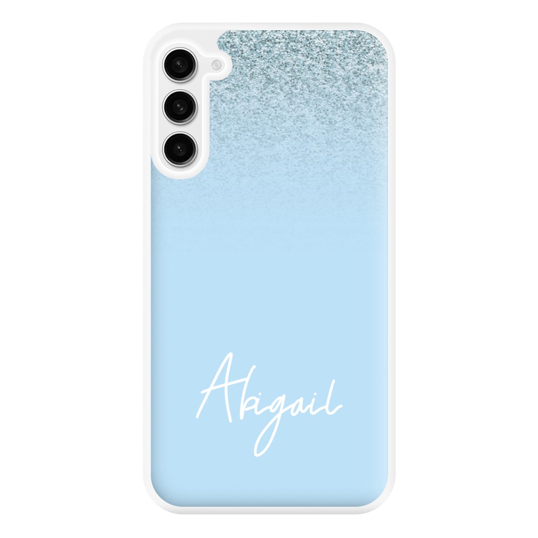 Blue Glitter Personalised Name Galaxy S23 Plus Case