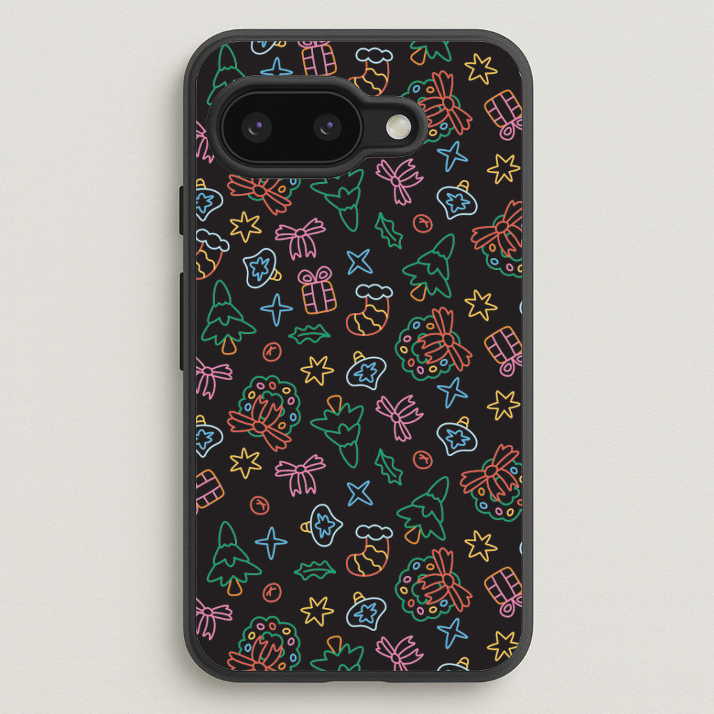 Neon Christmas Icons Pattern I Google Pixel 9a Case