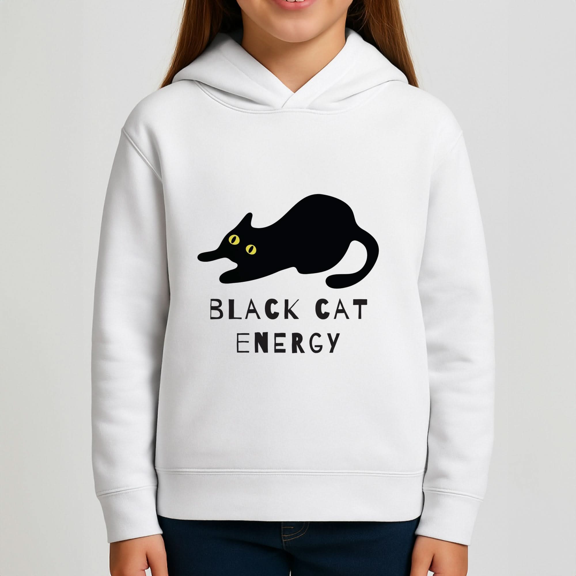 Black Cat Energy Girls Hoodie